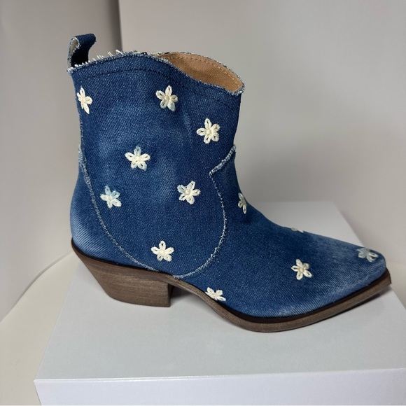 NEW Sundance Western Sojourner Boots Women’s 38 8 Denim Cowgirl Boho Made Italy - Picture 6 of 12